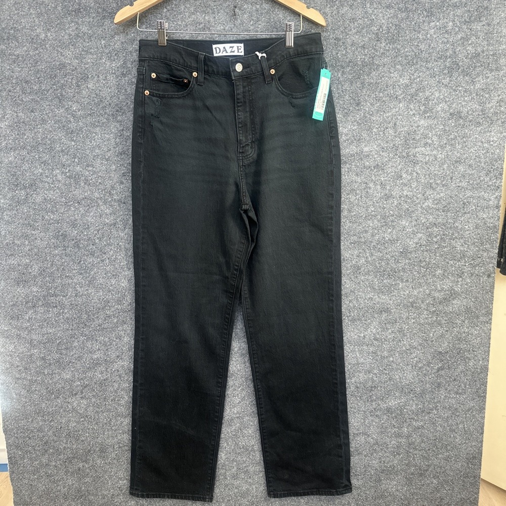 Daze Women's Sundaze Straight High Rise Wide Leg Black Jeans Sz 30 NWT